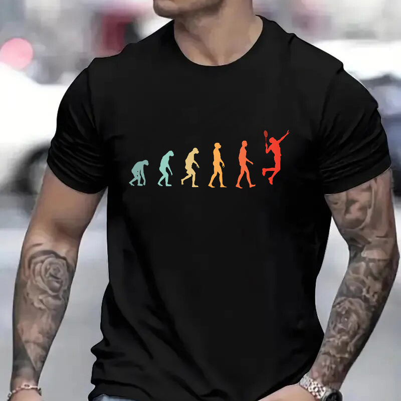 Badminton China - Funny Badminton Evolution T-Shirt Casual Short